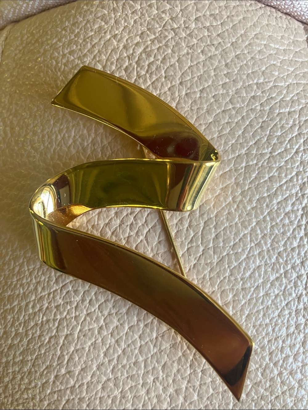 Monet Gold-tone Ribbon Curl Brooch